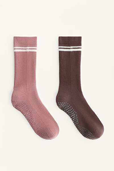 Oysho 2 çift Classic yoga ve pilates pamuklu karışım çorap