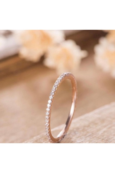 Store Özel Tasarım Taşlı Tek Sıra Tamtur Rose Gümüş Yüzük
