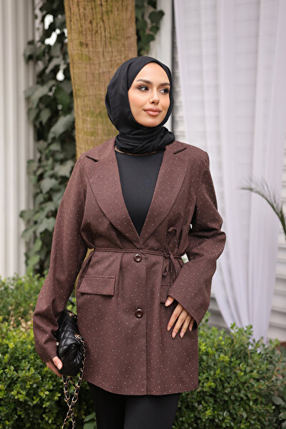 İmajButik Brown Stone Printed Lined Jacket