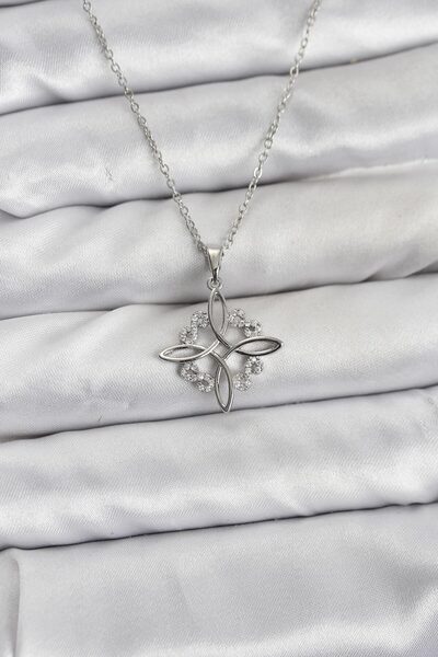 callerrons accessories سلسلة فضية اللون طراز إنفينيتي مرصعة بحجر الزركون للنس...