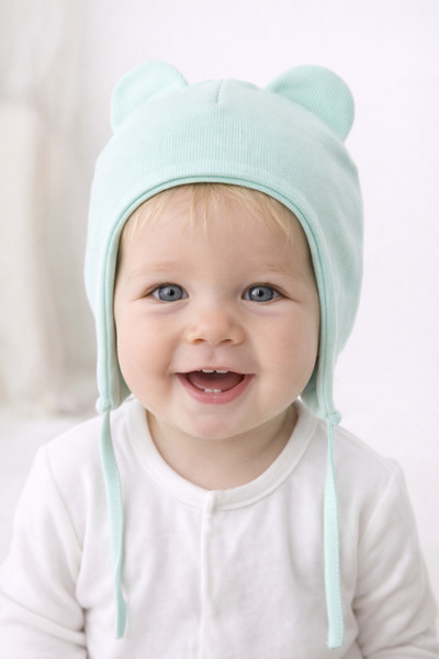 greenmoss قبعة أطفال مصنوعة من القطن بنسبة 100% مع أذنين