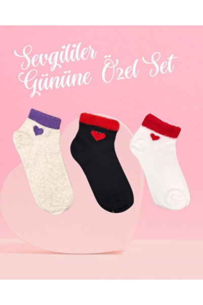 Elora Plush Heart Triple Women's Sock Set (Special Gift Set for Lovers)