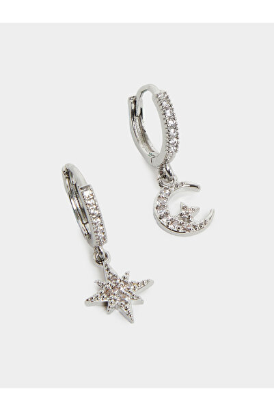 Styli Silver Moon and Star Hoop Earrings