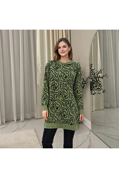 PETEK Desenli Triko Tnik Uzun Kollu Rahat Kesim