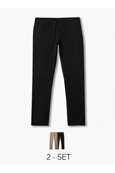 FAV Men Regular Fit Flexi Waist Chinos - Set of 2