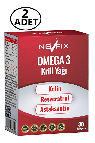 Nevfix Omega 3 Krill Yağı Kolin ve Resveratrol 2X30 Softgel