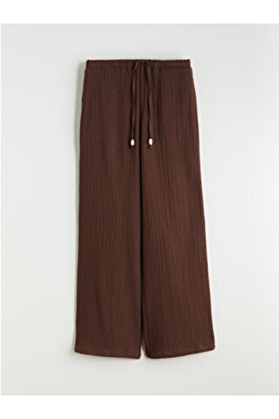 LC Waikiki M1 Season Brown Women's Muslin Pants with Elastic Waist