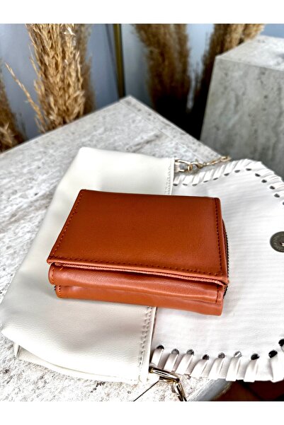 Zuna Studio Portofel de damă, de culoare maro, de lungime medie, cu închidere...