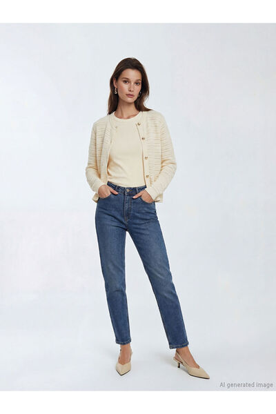 LC Waikiki LCW ModestIndigo Mom Fit Kadın Jean Pantolon