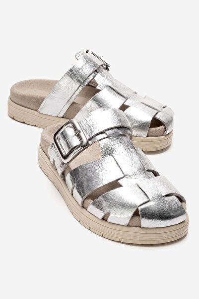 Zeynep Sıradağlı Jilda Women's Genuine Leather Slippers Lame