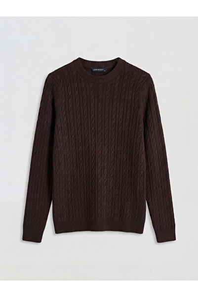 LC Waikiki Lcw Modestbrown Crew Neck Self Patterned Women's Knitwear Sweater