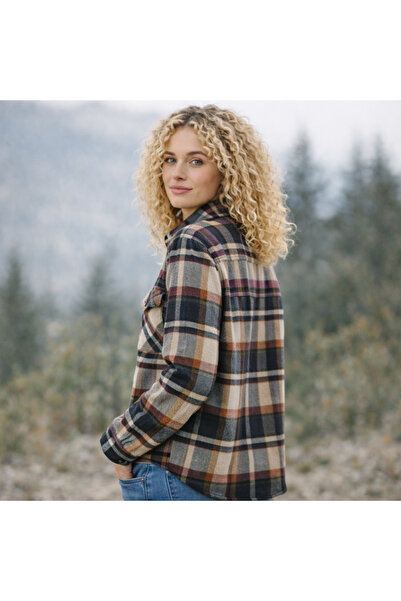 Pupa Women's Oversize Thick Flannel Plaid Lumberjack Shirt
