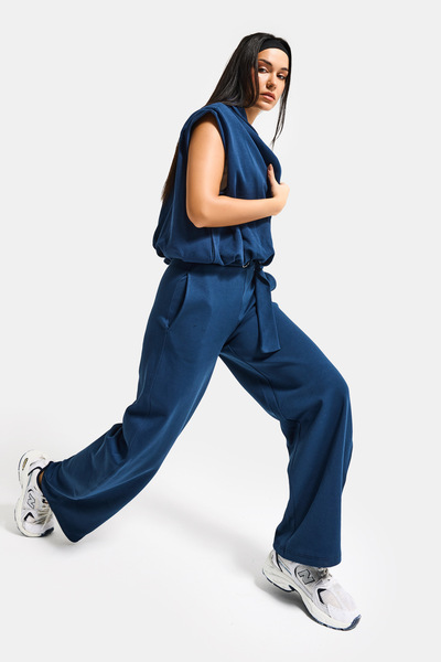 it's basic Women's Navy Blue S6-56 Top and Bottom 2-Piece Combination Design Set