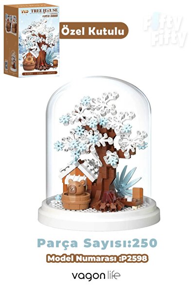 Vagonlife Panlos YKO Serisi Kapibara Figürlü Ağaç Ev 250 Parça Oyuncak Blok Y...