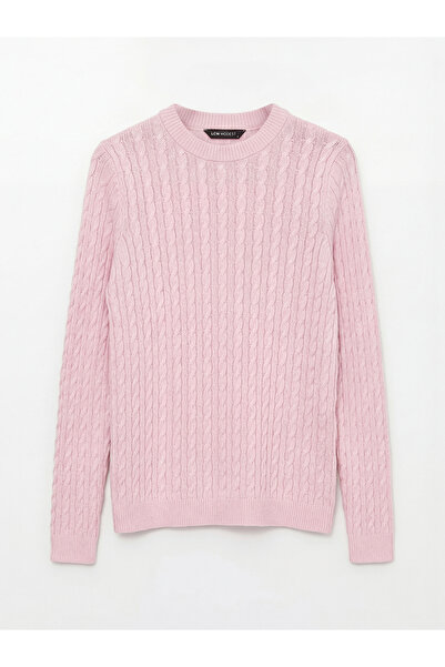 LC Waikiki M1 Sezon Pink Crew Neck Self Patterned Women's Knitwear Sweater