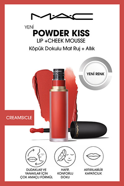 M.A.C Powder Kiss Lip & Cheek Mousse Dudak ve Yanaklar için Buğulu Mat Ruj - ...