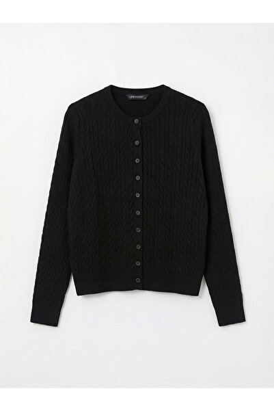 LC Waikiki M&B Collection Black Crew Neck Self Patterned Women's Knitwear Car...