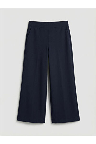 LC Waikiki M1 Season Navy Blue Wide Leg Women's Trousers with Elastic Waist