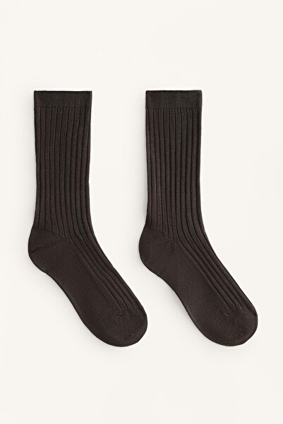 Oysho Classic Rib ipek karışımlı çorap