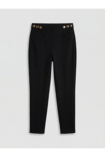 LC Waikiki Artı-Store Extra Narrow-Fit Women's Pants with a High Waist. Metal...