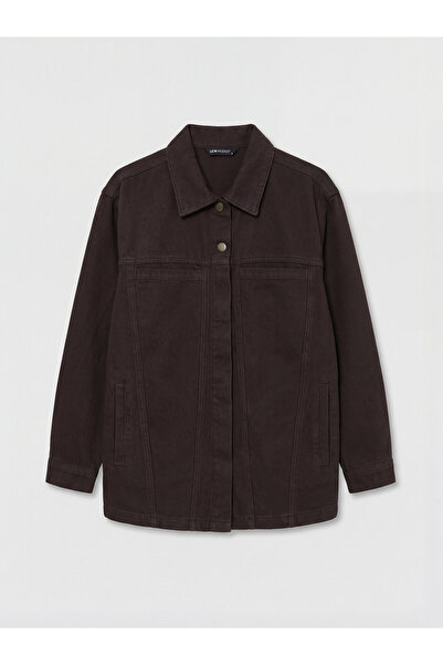 LC Waikiki Maro guler de cămașă supradimensionat Jachetă de blugi pentru femei