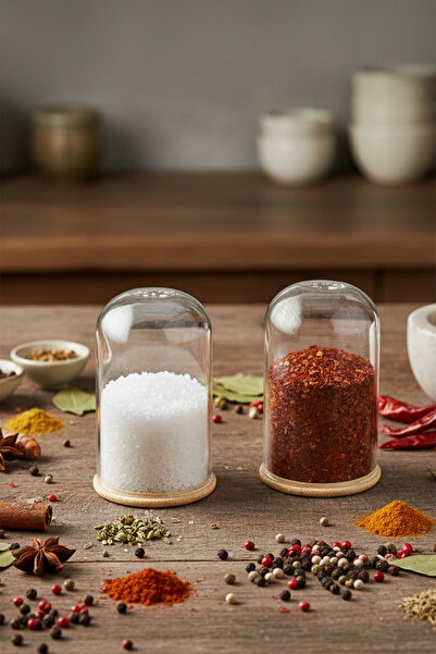 Porsima HF009001 طقم ملح وفلفل زجاجي مزدوج 5×8.5 سم