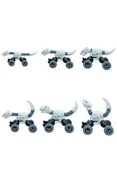 doremodam سيارات ديناصورات متحركة 18 سم - أبيض (ليسينيا)
