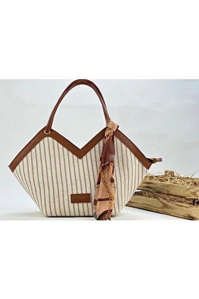 Legend Aksesuar Kadın Hasır Fermuarlı Fular Detaylı Omuz ve El Çantası