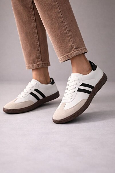 Beyond Women's White Black Lace-Up Casual Sneaker 2cm Byndsmb01