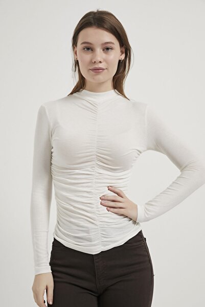 Arma Life Armalife 0145 high neck ruched detail sheer women's bodysuit