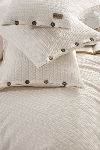 MUEV Bohemian Single 100% Cotton Pique Buttoned 1 Pillowcase 1 Throw Pillow C...