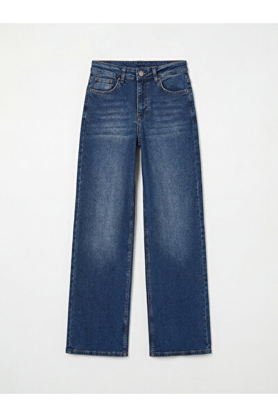 LC Waikiki Indigo High Waist Wideleg Women's Jean Trousers