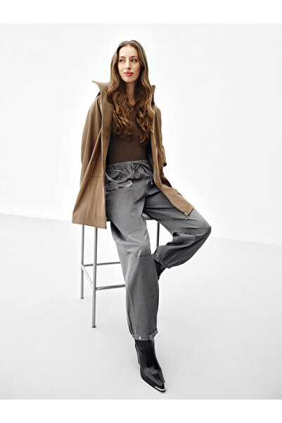 LC Waikiki Gray Functional Loose Fit Women's Trousers with Pockets