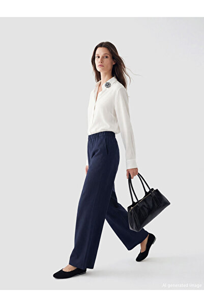 LC Waikiki Rmz Gi̇yi̇m Farkiyla Women's Wide Leg Pants with Waist Cord