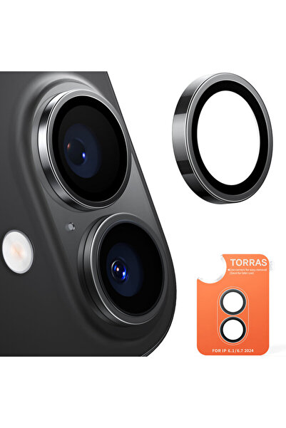 TORRAS Lensguard Camera Protector for iPhone 16 Plus, Black