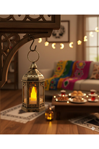 DODOMAR 9 cm Ramazan Ledli Eskitme Altın Fener - Pil Dahil Dekoratif Ramazan ...