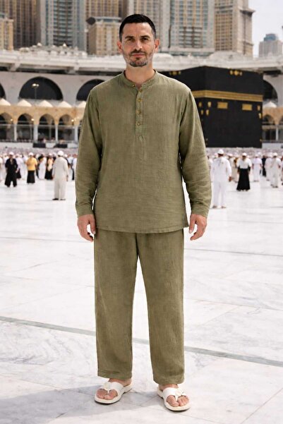 Pupa Müslin Erkek Hac Umre Kıyafeti Alt Üst Namaz Takım %100 Pamuk