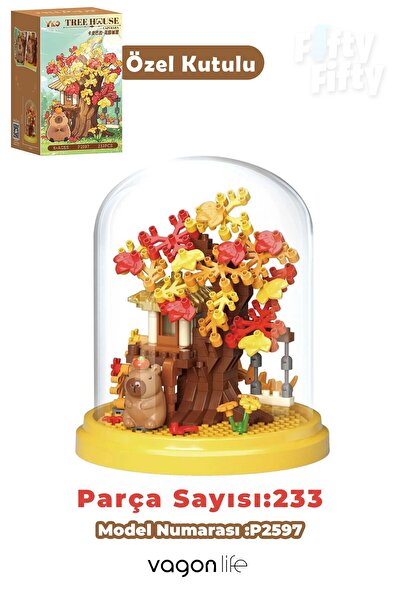 Vagonlife Panlos Yko Series Capybara Figured Tree House 233 Piece Toy Block B...