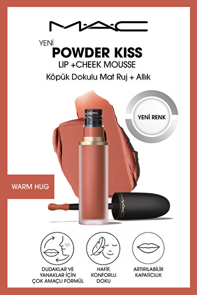 M.A.C Powder Kiss Lip & Cheek Mousse Dudak ve Yanaklar için Buğulu Mat Ruj - ...