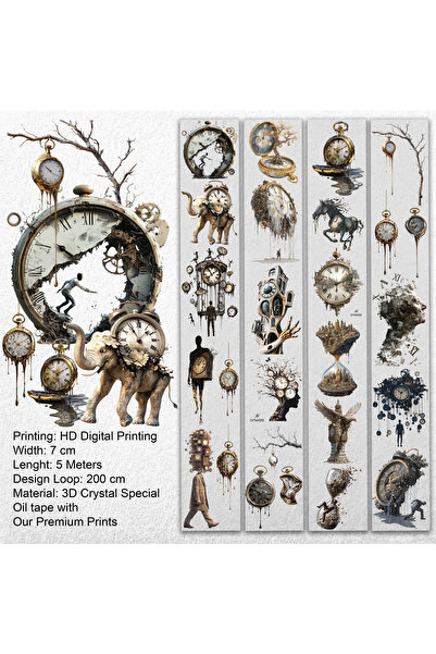Scrapbook PET Tape Broken Time | Surreal Journal & Collage Sticker 7cm