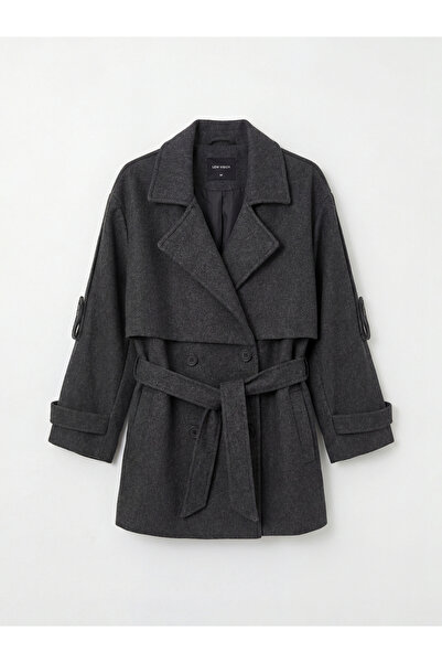 LC Waikiki LCW VisionAntrasit Kruvaze Yaka Oversize Kadın Kaşe Kaban