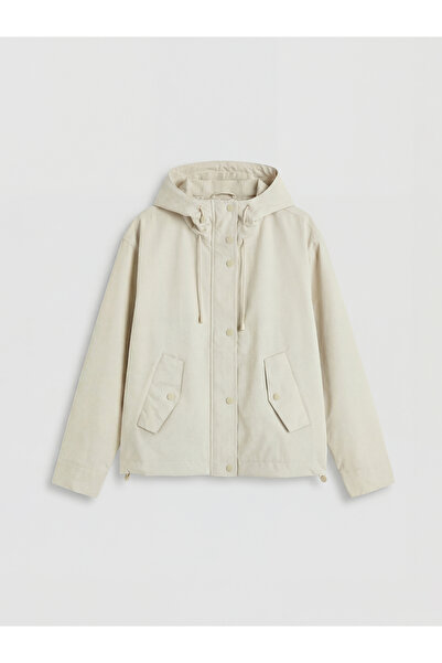 LC Waikiki Jachetă de damă bej cu glugă supradimensionat