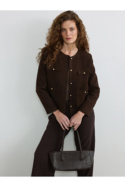 LC Waikiki Rmz Gi̇yi̇m Farkiyla Zero Roba Collar Wool Blend Women's Jacket