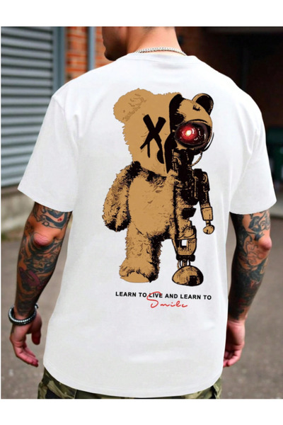 ALCİNOUS Unisex Cotton Oversized Printed Crewneck Short Sleeve T-Shirt