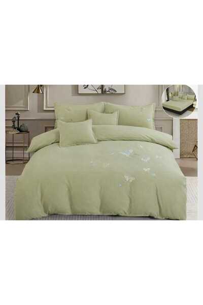 ANATOLIATEKSTILE Premium Cotton Bedding Set with Butterfly Embroidery, Fitted...