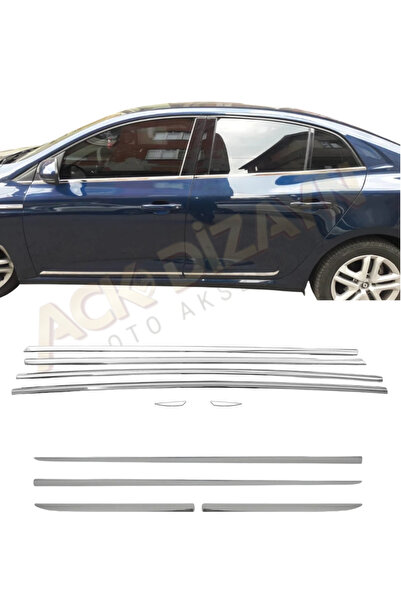 ACK Dizayn RENAULT MEGANE 4 SEDAN 2016+ 2'Lİ KROM YAN SET ( CAM ÇITASI+YAN KA...