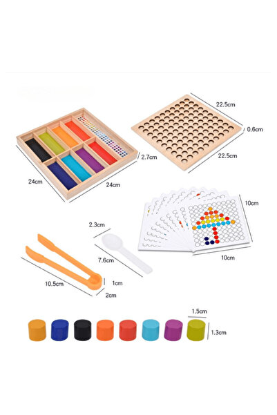 wood toys Joc educativ creativ cu mozaic - Tablă Montessori cu piese cilindri...