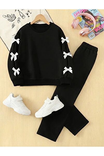 uyguntarz Set de trening negru cu 6 funde pentru fete (3-12 ani)