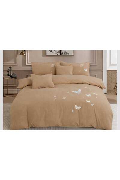 ANATOLIATEKSTILE Premium Cotton Bedding Set with Butterfly Embroidery, Fitted...
