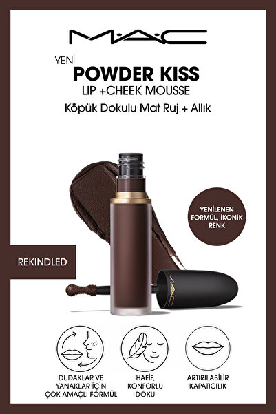 M.A.C Powder Kiss Lip & Cheek Mousse Dudak ve Yanaklar için Buğulu Mat Ruj - ...